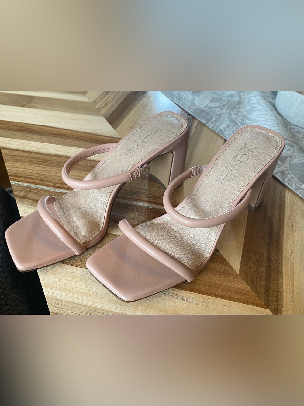 Michael by Michael Shannon Women’s Pink Strappy Open Toe Block Heel Sandals -NEW